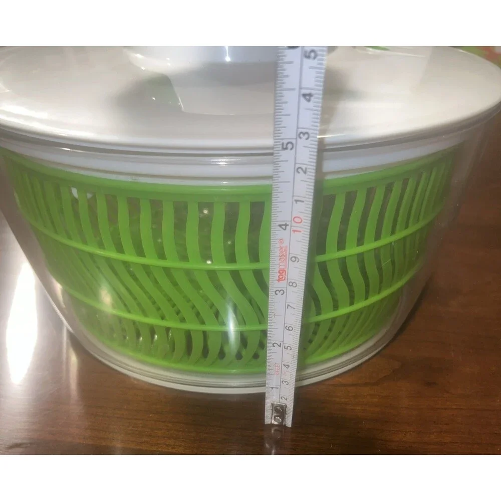 Progressive 4 Qt Salad Spinner Easy Pull Cord With Brake Mechanism Green White